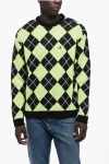 Awake New York Argyl Motif Two-tone Crew-neck Sweater