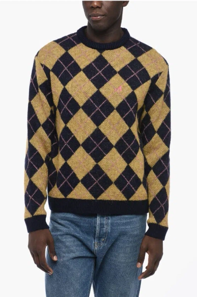 Awake New York Argyle Motif Crew-neck Jumper In Blue