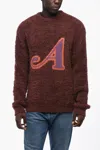 Awake New York Bouclè Crew-neck Sweater With Contrasting Detail In White