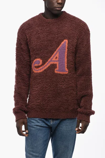 Awake New York Bouclè Crew-neck Jumper With Contrasting Detail In White