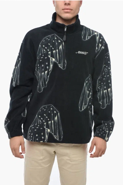 Awake New York Quarter Zipper Sweatshirt With All-over Print In Multi