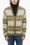 AWAKE NEW YORK TWO-TONE STRIPED V-NECK CARDIGAN