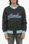 Awake New York Wool Varsity Bomber Jacket With Ribbed Edges In Grey