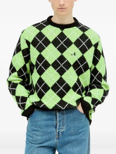 Awake Ny Argyle-check Pattern Jumper In Green