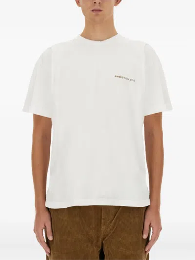 Awake Ny Logo Graphic Crew Neck Short Sleeve T-shirt In White