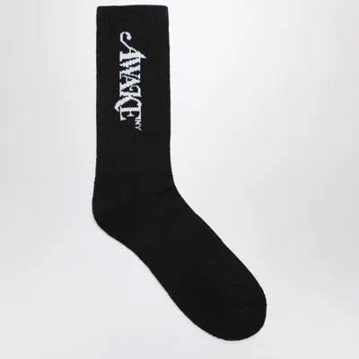 Awake Ny Black Cotton Socks With Logo