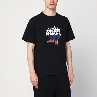 Awake Ny Black T-shirt With Stomper Logo Print