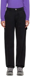 Awake Ny Black Washed Trousers In Black