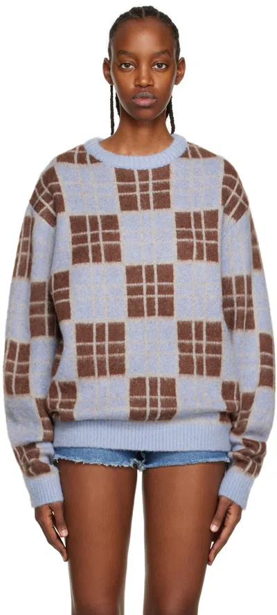 Awake Ny Blue & Brown Check Sweater