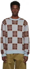 Awake Ny Checked Sweater In Blue