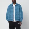 Awake Ny Zip Up Overshirt With Logo And Pockets In Blue