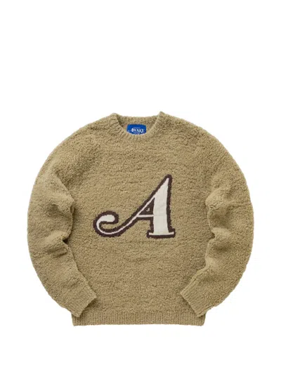 Awake Ny Bouclé-knit Logo-patch Sweater In Brown