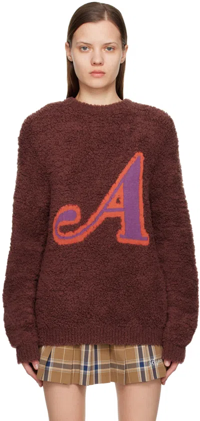 Awake Ny Brown 'a' Sweatshirt In Mauve