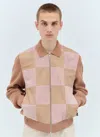 Awake Ny Mens Brown Checked Polo-collar Suede Jacket In Brown