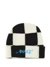 Awake Ny Check-pattern Beanie Hat In Yellow