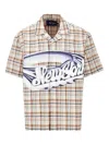 Awake Ny Mens Check-print Camp-collar Cotton-poplin Shirt Tan