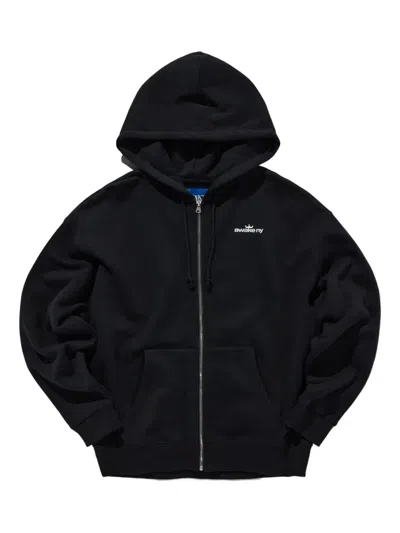 Awake Ny Crown-logo Zip-up Hoodie In Black