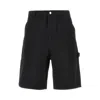 Awake Ny Denim Bermuda Pants With Logo Embroidery In Black
