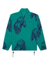 Awake Ny Dice-print Fleece Quarter-zip Sweatshirt In Green