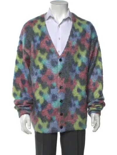 Pre-owned Awake Ny Floral Print V-neck Cardigan In Green