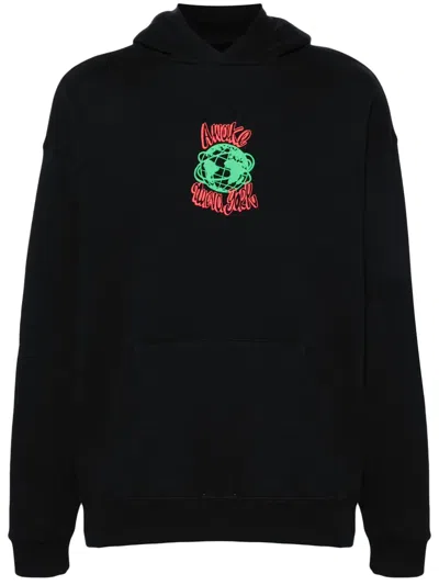 Awake Ny Globe Hooded Sweatshirt In Black