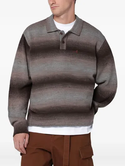 Awake Ny Gradient-striped Polo-collar Sweater In Brown