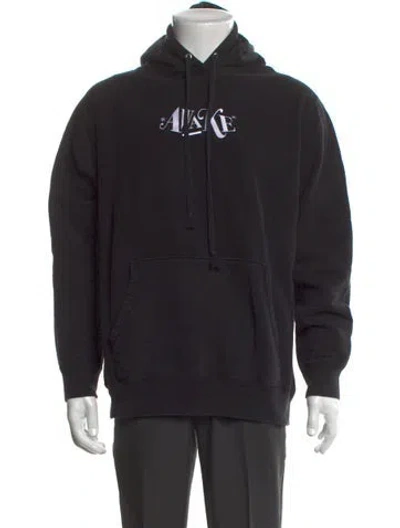 Pre-owned Awake Ny Graphic Print Crew Neck Hoodie In Black
