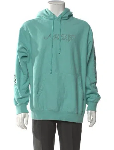 Pre-owned Awake Ny Graphic Print Crew Neck Hoodie In Blue