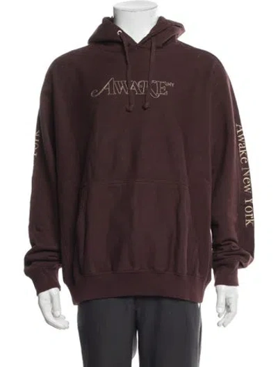 Pre-owned Awake Ny Graphic Print Crew Neck Hoodie In Brown