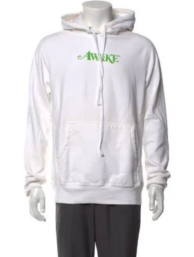 Pre-owned Awake Ny Graphic Print Crew Neck Hoodie In White