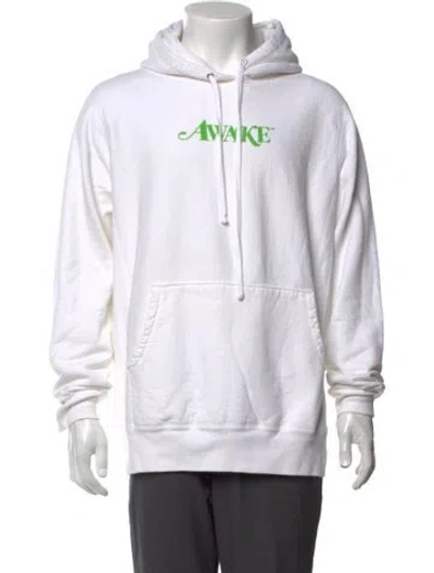 Pre-owned Awake Ny Graphic Print Crew Neck Hoodie In White