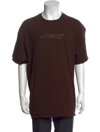 Pre-owned Awake Ny Graphic Print Crew Neck T-shirt In Brown