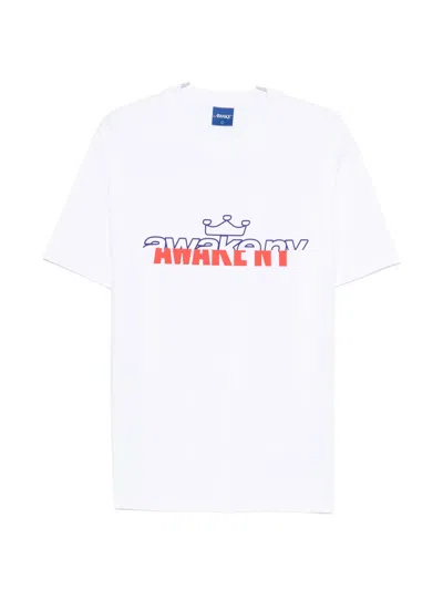 Awake Ny Headcrack Champs Logo T-shirt In White