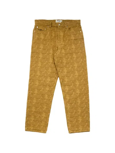 Awake Ny Jacquard-pattern Jeans In Yellow
