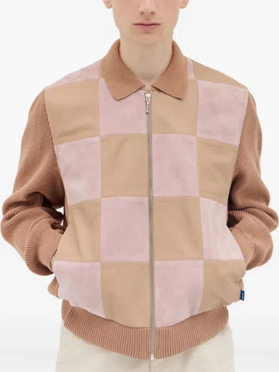 AWAKE NY KNITTED-PANEL SUEDE JACKET
