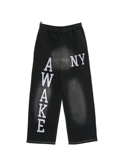 Awake Ny Letter Appliqués Trousers In Black