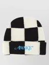 Awake Ny Logo Beanie Hat Folded Brim Checkered Pattern In Multi