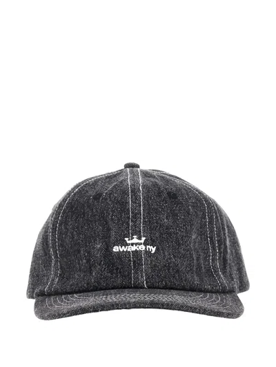 Awake Ny Logo Denim Cap In Black