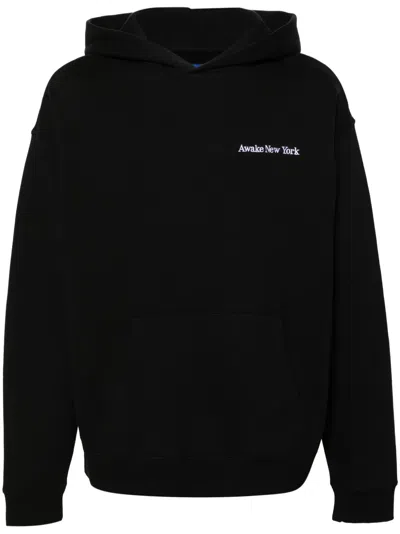AWAKE NY LOGO-EMBROIDERED COTTON HOODIE
