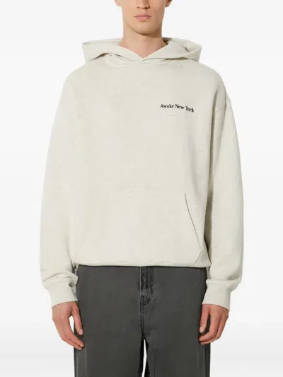 Awake Ny Logo-embroidered Hoodie In Gray
