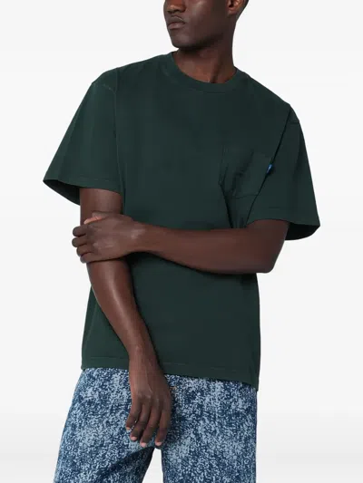 Awake Ny Green Crewneck T-shirt With Logo Men In Black