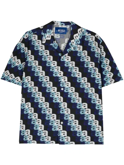 Awake Ny Navy Printed Shirt In Blue