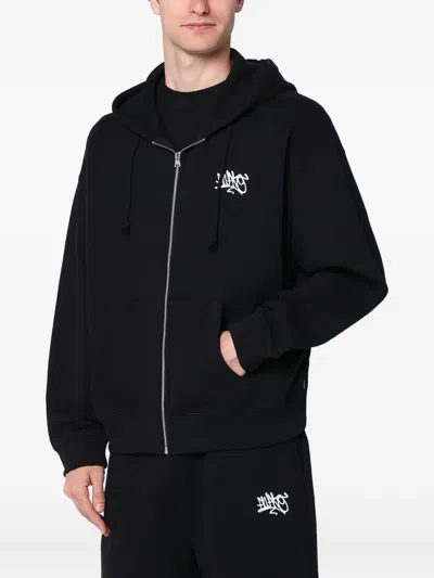 AWAKE NY LOGO-PRINT ZIP-UP HOODIE