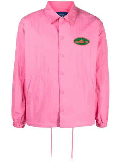 Awake Ny Logo Twill Jacket In Fuchsia