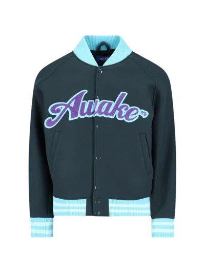 Awake Ny Logo Varsity Jacket In Black