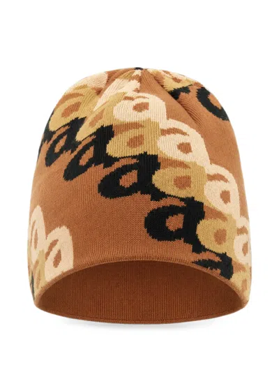 Awake Ny Logo-pattern Beanie Hat In Brown