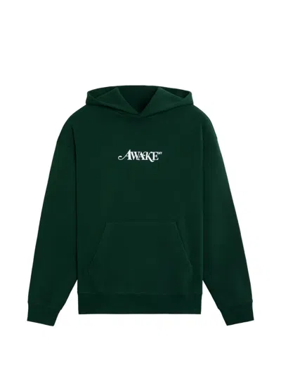Awake Ny Logo-print Hoodie In Green