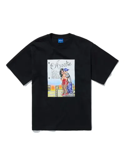 Awake Ny Love Letter Cotton T-shirt In Black