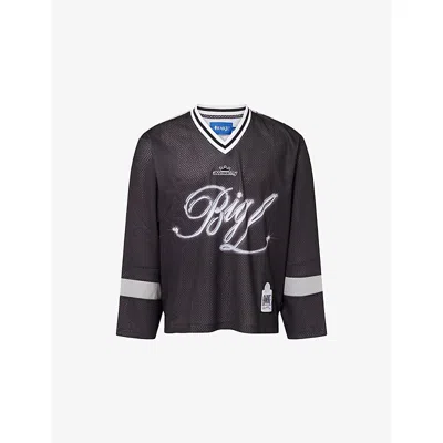 Awake Ny Mens Black Awake Big Football Jersey Top In Brown