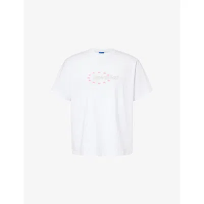 Awake Ny Mens White Stars Logo-print Cotton T-shirt
